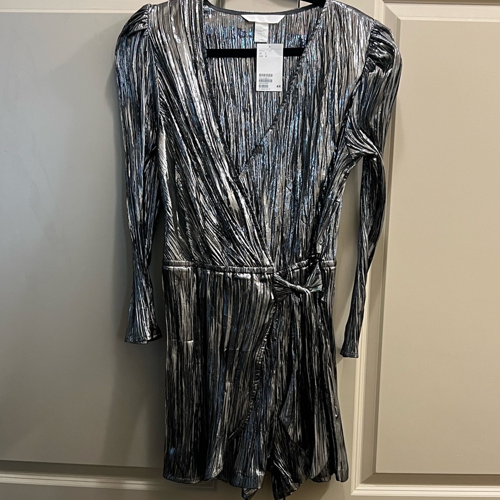 H&M Shimmering Silver Romper Size Large